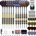 Darts Metal Tip Set, 20 Grams and 24 Grams Steel Tip Darts Set, Professional Metal Tipped Darts with Sharpener Tool Kit, Aluminum Shafts, Brass Barrels, Carrying Case, Extra Flights, Dart Accessories