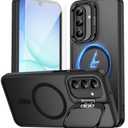 TOBOVON for Samsung Galaxy A17/A26 5G Phone Case, Fits MagSafe, with Built-in Camera Ring Stand & Screen Protector, Slim Translucent Matte Military-Grade Drop Protection Magnetic A26/A17 Cover, Black