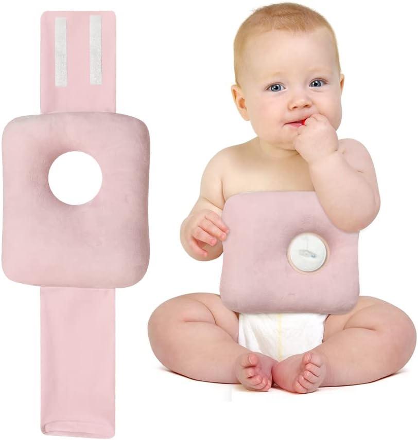 G Tube Tummy Time Pillow Feeding Tube Belt Pads Adjustable Nursing Pillow with a Hole for Supporting Babies Infant Children Kids Protecting Button (Pink)