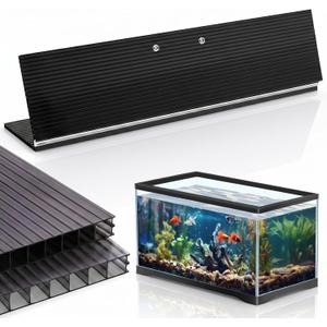 Sieral Aquarium Canopy Set Polycarbonate Greenhouse Panels 19.37 x 9.37 x 0.24 Inch for 10/20 Gallon Fish Tank Without Center Brace Aquariums Cover Fish Tank Lid, Black