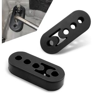 2 PCS Car 4-hole Exhaust Pipe Hook, High-density Rubber Insulation Shock-absorbing Bushing Muffler Hanger, Non-destructive Installation Exhaust Bracket Accessories, for Most Cars (Black)