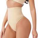 Thong Shapewear for Women Tummy Control Underwear Butt Lifter Panties Seamless Body Shaper (Large, Nude)