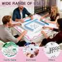 32.4in Scalloped Mahjong MatAnti Slip Noise Reduction Mahjong Accessoriemahjong Table MatMajiong Mat For TravelComes With 4 Dice And 1 Mahjong Mat Storage Bag,4 Mahjong Shuffle Cards (Pink)