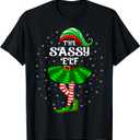 Xmas Family Matching Women Girls Mom The Sassy Elf Christmas T-Shirt, Size M