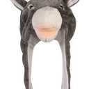 Timiot Cute Plush Animal Character Winter Hat Fun Ski Cap with Detailed Animal Face Long Ear Straps with Pom Pom Ends