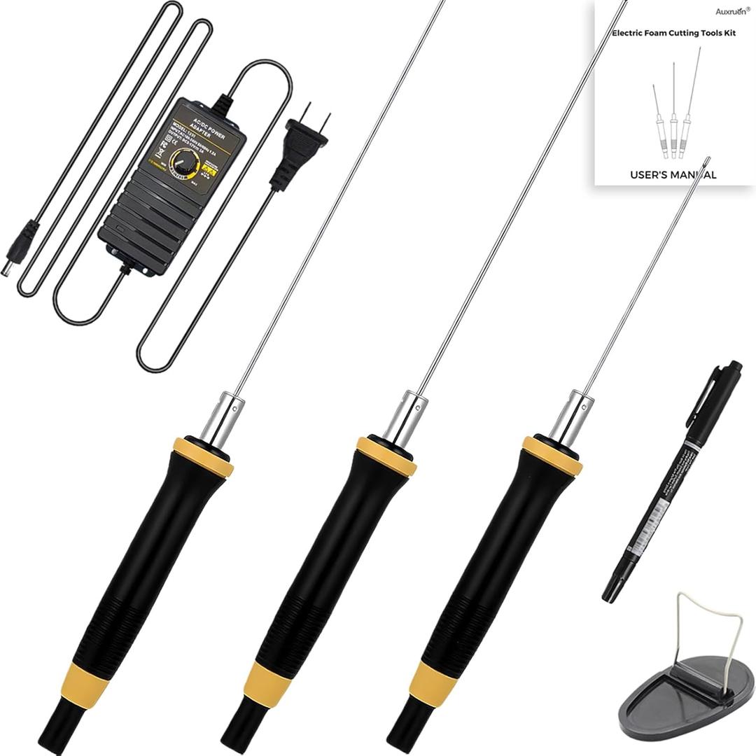 Hot Wire Foam Cutter Kit, 3-in-1 Electric Styrofoam Cutter with 3Pcs Hot Cutting Pen (4", 6", 8"), 9-36W Adjustable Voltage Controller, for Cutting, Detail Handling, DIY Crafts