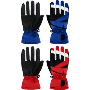 Janmercy 2 Pairs Kids Winter Gloves Waterproof Ski Gloves Snow Thermal Thick Warm Mittens for Cold Weather Children Boys Girls (6-10 Years, Royalblue, Red)