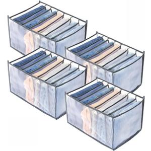 TIGARI Wardrobe Clothes Organizer, Drawer Organizer for Clothing, Closet Organizers and Storage, Drawer Dividers for Clothes, Mesh Separation Box for Thin Jeans, Trousers, T-shirts, Skirts