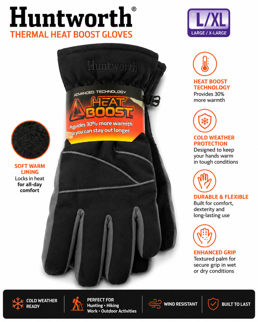 Heat Boost Huntworth Gloves, Large