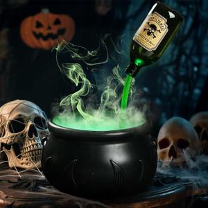 Zesua Halloween Decorations Indoor - DIY Floating Potion Set with Witches Cauldron and Mist Maker - Spooky Vintage Black Plastic Bowl Hocus Pocus Party Decor for Home Table Mantel Kitchen Room