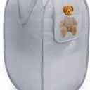 Sturdy Collapsible Laundry Baskets with Side Pocket, Pop Up Laundry Hamper Lightweight, Foldable Thick Fabric Clothes Basket with Reinforced Handles for Bedrooms, Dorm, Bathrooms, Travel Grey
