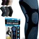 POWERLIX Knee Compression Sleeve - Best Knee Brace for Knee Pain for Men & Women Knee Support for Running, Basketball, Volleyball, Weightlifting, Gym, Workout, Sports - (Light Blue S) (Blue, S)