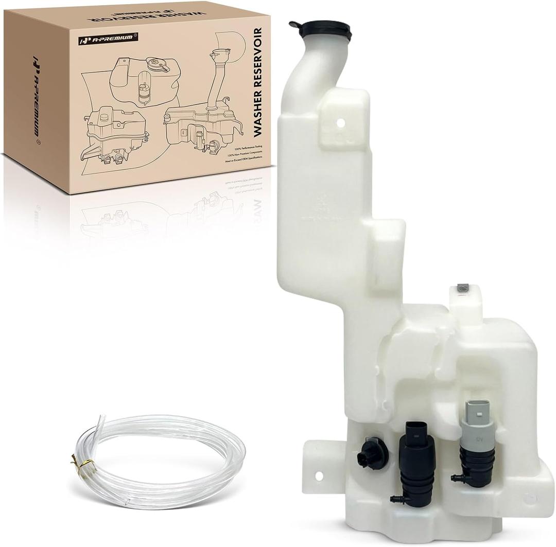A-Premium Windshield Washer Reservoir Compatible with Select Chevrolet, GMC & Cadillac Models - Tahoe, Yukon XL, Suburban, Escalade, with (Washer Pump/Filler Neck/Cap/Hose/Bracket/Fluid Level Sensor)