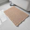 Waffle Bath Mat, Super Absorbent Non-Slip Bath Mats for Bathroom Floor, Machine Washable Bathroom Rugs with Tassels, Rubber Backed Bathroom Mats, Ultra Soft. (Brown, 18"X30") (1'6" x 2'6" (Rectangular))