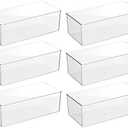 mDesign Long Plastic Drawer Organizer Box, Storage Organizer Bin Container; For Closets, Bedrooms, Use for Leggings, Socks, Ties, Jewelry, Accessories - Lumiere Collection - 6 Pack - Clear