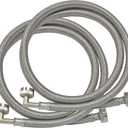 Eastman 41065 SS Washing Machine Hose Flexible with 90° Elbow, 3/4''X 3/4'', 1 Pair