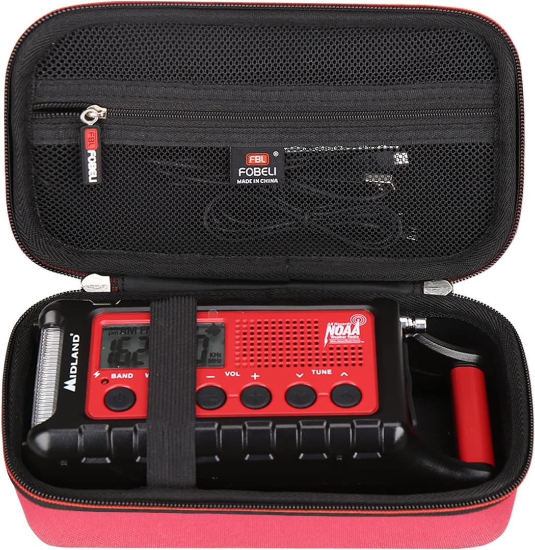 FBLFOBELI Hard EVA Storage Case Compatible with Midland ER310/ER310PRO/ER210/ER300/ER50 Emergency Crank Weather AM/FM Radio, Portable Travel Container Bag (Case Only) (Red)