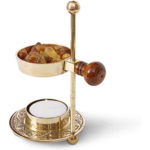 Resin Incense Burner  Dual Use Tea Light or Charcoal Heated | Adjustable Brass Design for Frankincense, Myrrh & Copal | Spiritual Gift for Home Fragrance