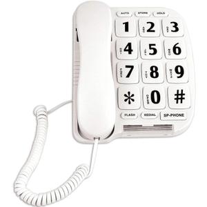 JF11W Big Button Phone for Seniors Home Phone Corded Landline Phone for Elderly Amplified Telephone for Hearing Impaired Aid Telephones with Loud Speakerphone Desktop Telephone