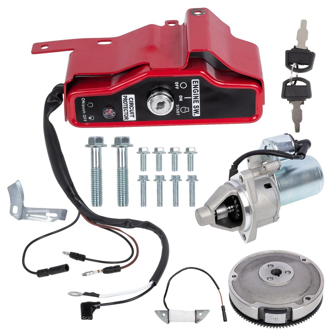 Complete Starter Kit for Honda GX340 / GX390 Engines  12V Starter, Solenoid, Ring Gear, Ignition Key Switch & Wiring  Fits GX340 (11HP) GX390 (13HP)  Replaces 31210-ZE3-033/31210-ZE3-013