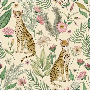 Floralplus Peel and Stick Wallpaper Leopard Jungle Removable Wallpaper for Bathroom Renter Friendly Wallpapers Self Adhesive Animal Floral Contact Paper for Accent Wall 17.5 x 118 in