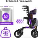 Walkers for Seniors, Rollator Walker with Seat, 350 lb Weight Capacity, 18" Big Seat, 8" All-Terrain Wheels, 6-Level Adjustable Height, Lightweight Aluminum Frame Rollator Walkers for Seniors (Purple)