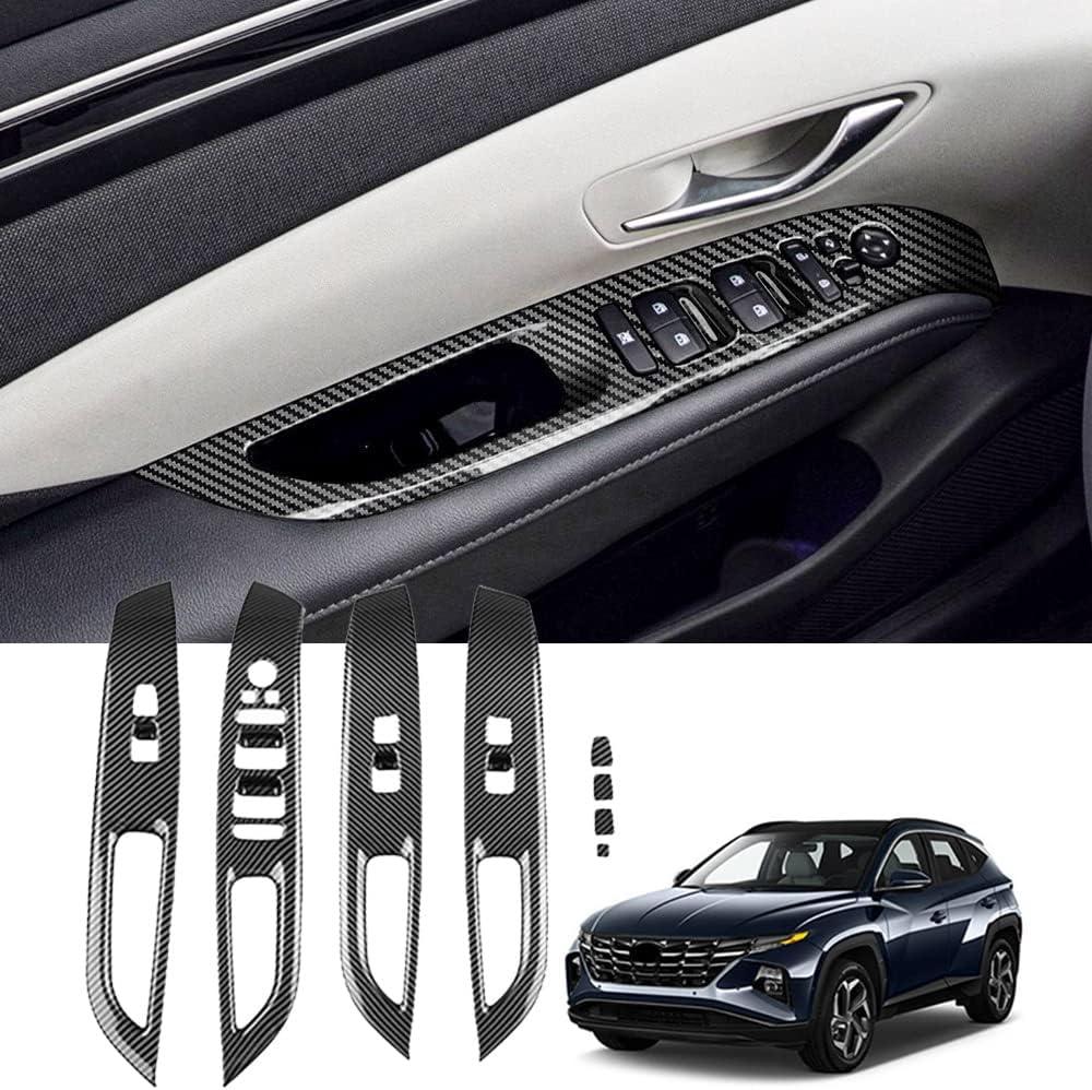 for Tucson 2022 2023 Window Switch Button Shift Panel Trim Cover Sticker ABS Carbon Fiber Grain Decor for Hyundai Tucson 2022 2023, Interior Decoration Accessories, 8 PCS