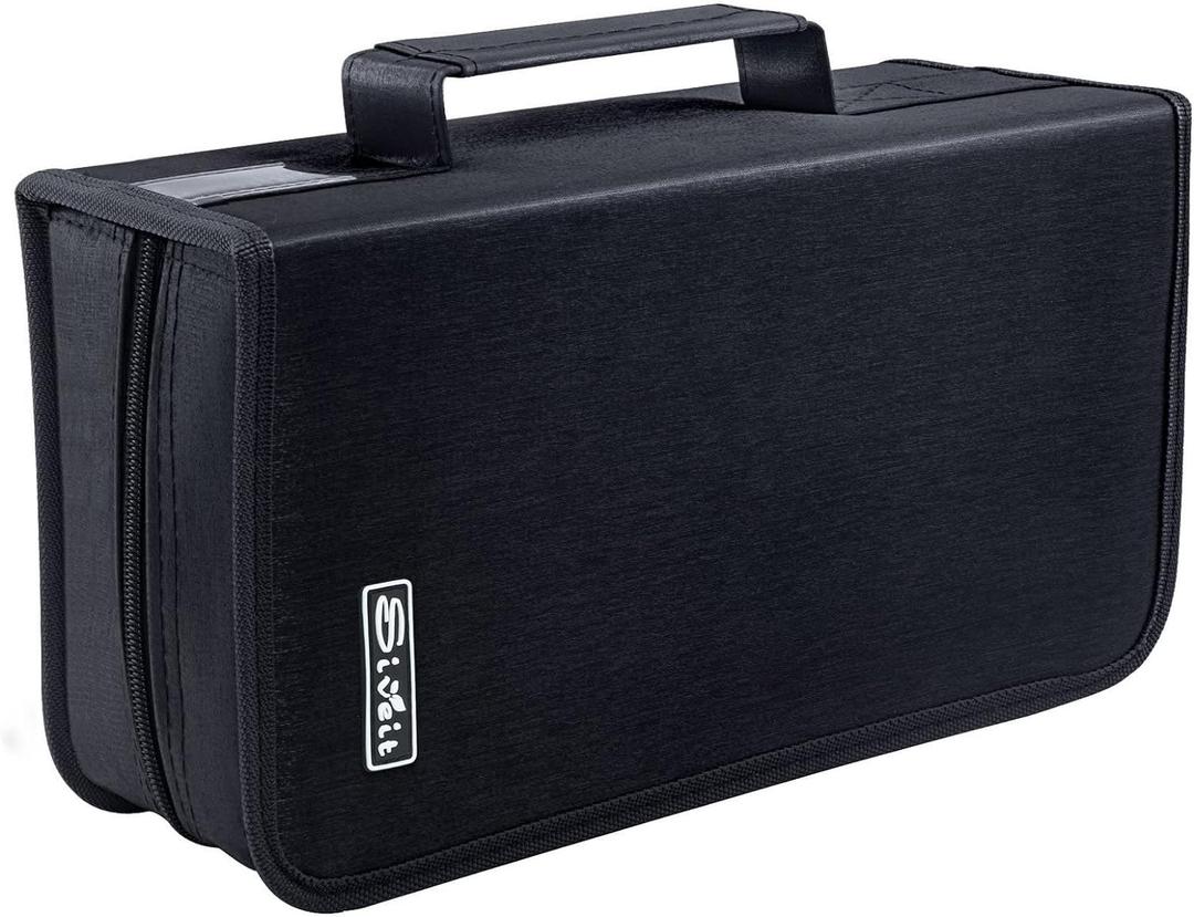 DVD Case Holder, CD/DVD Case Wallet Binder Holder 160 Capacity CD DVD Cases Organizer Portable CD Binder Wallet for Home Travel (Black binder, Black)