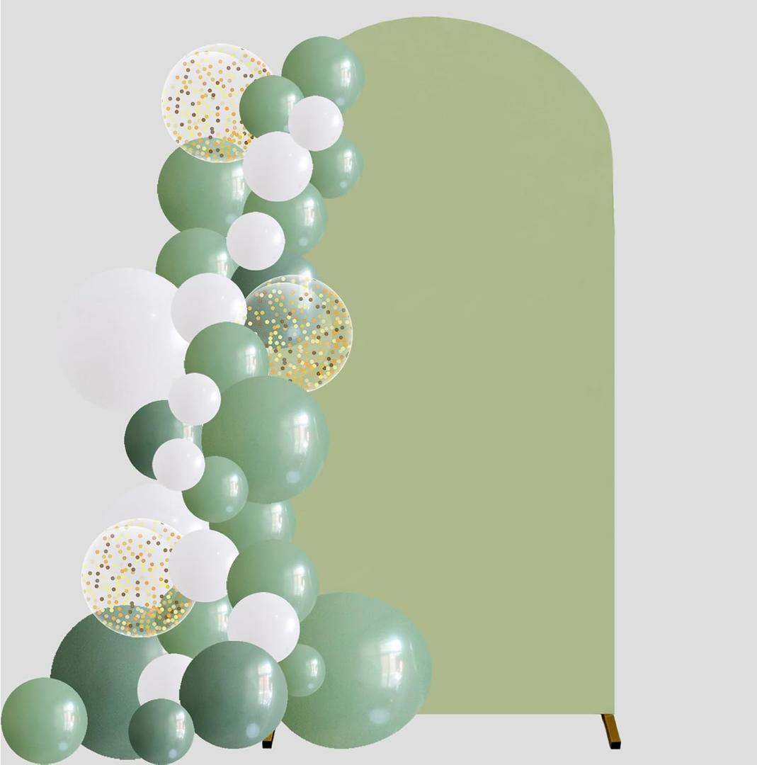 U+U 7.2FT Wedding Arch Cover Spandex Arch Backdrop Cover for Birthday Party Ceremony Banquet Decoration (Sage Green, 7.2FT)