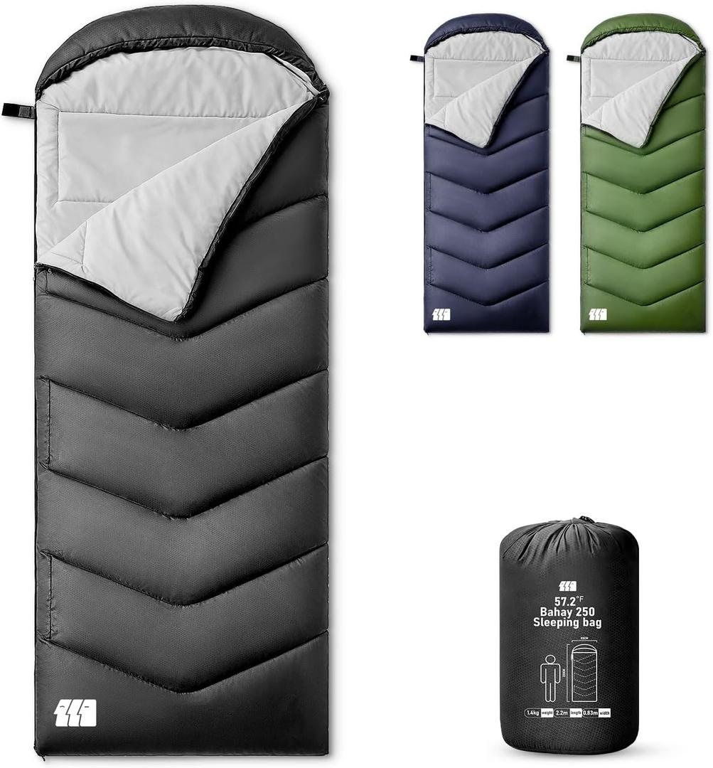 Sleeping Bags for Adults Warm Weather,Lightweight for Camping Hiking Traveling (3lb-Black(R Zip))