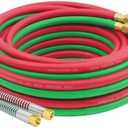 RX WELD Oxy Acetylene Hose, Torch Hose 1/4-Inch × 25 Feet with 9/16"-18 B Fittings, Torch Hose, Grade R