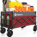 Originsure Collapsible Wagon Cart Foldable - Lightweight Portable Heavy Duty Folding Beach Wagons with Wheels - Outdoor Utility Carts for Grocery, Camping, Shopping with Large Capacity - Grey&Red