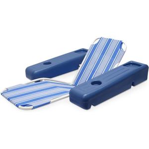 Poolmaster Caribbean Retro Floating Chaise Pool Lounge Chair for Adults (1 Pack, Blue Stripe)