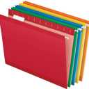 Pendaflex Hanging File Folders, 25 Pack, Letter Size (8.5" x 11"), Assorted Colors: Green, Blue, Red, Yellow, Orange, 5 Tab Positions, Reinforced, Includes Tabs and Inserts, Durable Hanging Files