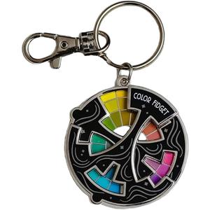 LIU JUN Color Fidget Wheel Keychain, Twenty Colors Wheel Relieving Anxiety Enamel Art Keychains Funny Creative Accessories