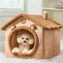 Purrfect?id Bear Shape Cat Bed Cousin, Cat Cave Tent w/Removable Cushion - Ideal for Kittens, Small Dogs (S)