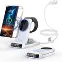 Magnetic Wireless Charger for Samsung, 3 in 1 MagSafe Charging Station for Samsung Galaxy Z Fold/Flip 7/S26 Ultra/S25 Ultra, Foldable Charger for Samsung Galaxy Watch Ultra/8/7/Galaxy Buds4 (White)