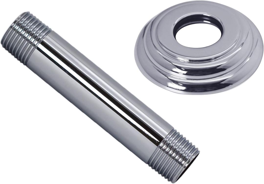 Westbrass 1/2" IPS x 4" Ceiling Mounted Shower Arm with Flange, Polished Chrome, D3604A-26