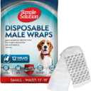 Simple Solution Disposable Dog Wraps, Male Dog Diapers, Puppy Potty Training, Incontinence and Travel Protection, Wraps for Small Dogs, 12-19 Inch Waist, 30 Count