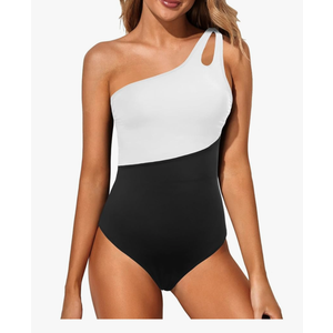 One Shoulder One Piece Swimsuit for Women Tummy Control Bathing Suits Modest Full Coverage Keyhole Swimwear Size XS