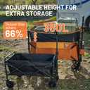 Timber Ridge 350L Extra Large Collapsible Folding Wagon Carts with Brake, Heavy Duty Outdoor Camping Utility Wagons with Extended Height, Adjustable Handle, Cup Holders, Side Bag(Orange)