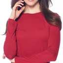 Dagacci Medical Uniform Scrubs Top for Women Long Sleeve Comfort Performance Crewneck Underscrub Tee Shirt (Red, M)