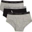 Calvin Klein Boys' Little Modern Cotton Assorted Briefs Underwear 3 Pack (X-Large, Heather Grey, Black, Heather Grey)