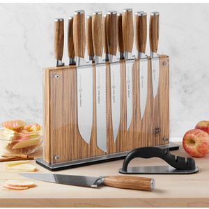 Schmidt Brothers -Heritage 12-Piece Kitchen Knife Set, High-Carbon German Stainless Steel Cutlery, Clear Acrylic Magnetic Knife Block