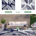 GENIMO Outdoor Rug 9' x 12' Waterproof for Patios Clearance, Reversible Outdoor Plastic Straw Camping Rug Carpet, Large Area Rugs Mats for RV, Camper, Deck, Balcony, Porch, Beach, Navy Blue&White