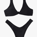 Verdusa Women's Twist Front High Cut Thong Two Piece Bikini Set Swimsuit S