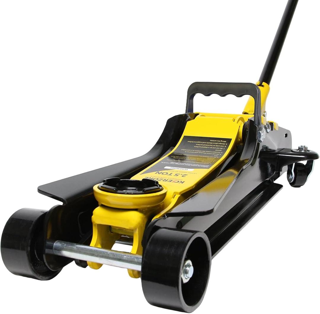 2.5 Ton Car Jack Low Profile Hydraulic Floor Jack, 5500 lbs Capacity, 3.4"-15.2" Lifting Range, Alloy Steel, Black, for Sedans and SUVs（Yellow
