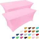 IVAPUPU 2 Pack 6FT Table Cloth for Rectangular Fitted Events Stretch Pink Table Covers Washable Spandex Spring Tablecloth Protector for Party, Wedding, Cocktail, Banquet, Festival