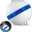 Moor Mooring Buoy for Boat White Ball with Reflective Blue Stripe Attractive Illuminated Buoy (12 Inch)