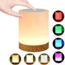 Night Light Touch Sensor Lamp Bedside Table Lamp for Kids Bedroom Rechargeable Dimmable Warm White Light and RGB Color Changing